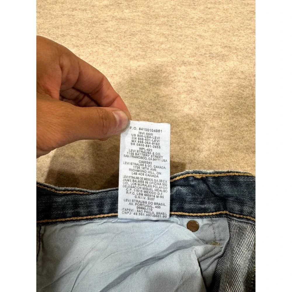 Levis 501 Straight Fit Jeans Mens 36x30 Blue‎ Whiskering Denim Cotton Button Fly